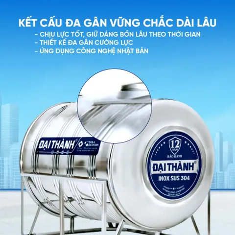 [GIAO MIỀN NAM] Bồn nước inox Đại Thành Ngang (500N, 1000N, 1500N, 2000N), SUS 304 - Chính hãng, Bảo hành 12 năm