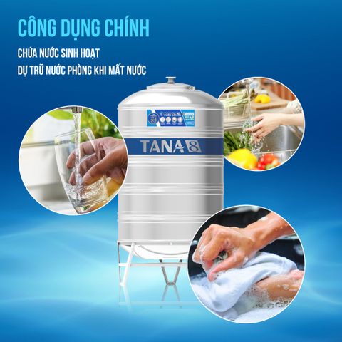 [GIAO NỘI THÀNH HN] Bồn nước inox Tân Á 8 Đứng 1000D 1500D 2000D - Chính hãng, Bảo hành 15 năm
