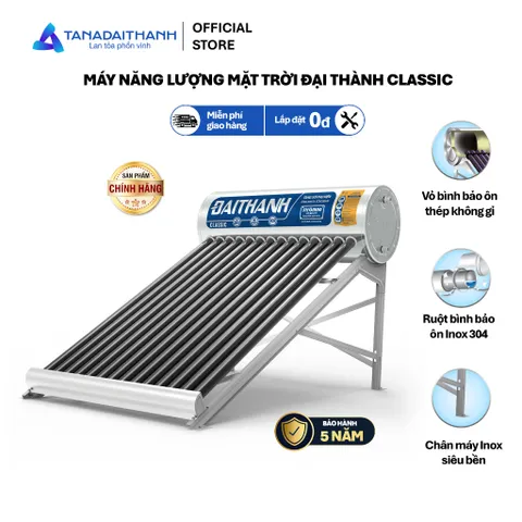 [GIAO MIỀN NAM] Combo Trữ Sạch Nhiệt Xanh Gồm Bồn Inox 304 Đại Thành Đứng Và Máy NLMT Đại Thành Classic 160L