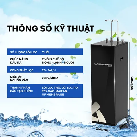[GIAO LẮP TQ] Máy lọc nước nóng lạnh RO Tân Á Đại Thành Plus 7 Lõi - Chính hãng, Bảo Hành 12 Tháng