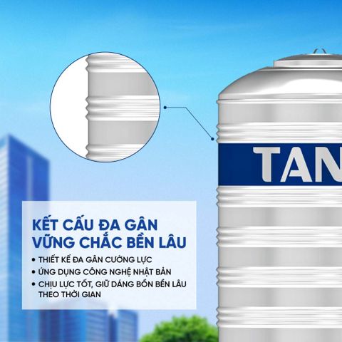 [GIAO MIỀN BẮC] Bồn nước inox Tân Á Đứng 2500D - 6000D Sus 304 - Chính hãng, Bảo hành 12 năm