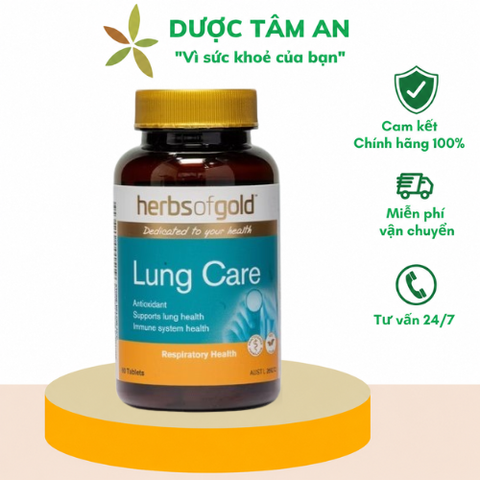 [Nhập khẩu] Viên uống Herbs of Gold  Lung Care Giúp Bổ Phổi, Giảm Ho (Lọ 60 viên)