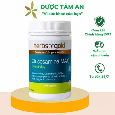 [ Nhập khẩu] Viên uống Herbs of Gold Glucosamine Max Bổ Xương Khớp (Lọ 90 Viên)