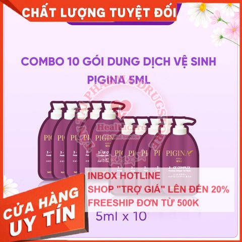 ✅[CHÍNH HÃNG, CHO KIỂM HÀNG] Combo 10 Gói gel Dung dịch vệ sinh Pigina 5ml - Pigina Lacto Intimate Wash