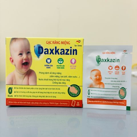 Gạc rơ miệng rơ lưỡi hương dâu DAXKAZIN 30 gói dùng cho bé từ 0 tháng