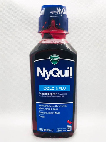 Siro Vicks NyQuil Cold & Flu Nighttime Relief 354ml (Cherry Flavor)