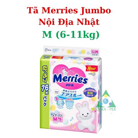 Tã Bỉm Merries Nhật Bản Jumbo Siêu Thấm Hút Chống Hăm Khô Thoáng Đủ Size M66 M76 L56 XL50 XXL32 755954