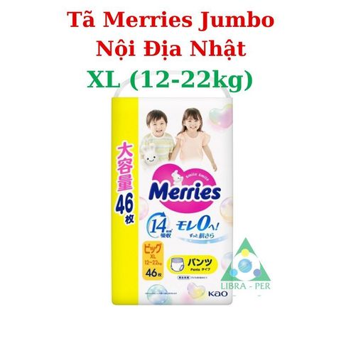 Tã Bỉm Merries Nhật Bản Jumbo Siêu Thấm Hút Chống Hăm Khô Thoáng Đủ Size M66 M76 L56 XL50 XXL32 755954