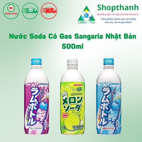 Nước Soda Sangaria Nhật Bản 500ml Chính Hãng – Vị Trái Cây Tự Nhiên Sảng Khoái, Không Ngọt Gắt