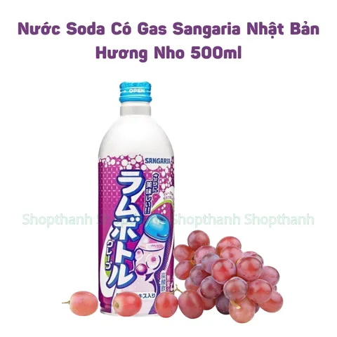 Nước Soda Sangaria Nhật Bản 500ml Chính Hãng – Vị Trái Cây Tự Nhiên Sảng Khoái, Không Ngọt Gắt