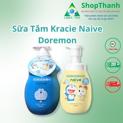 Sữa Tắm Kracie Naive Doremon Nhật Bản - Bọt Mịn Dịu Nhẹ Thành Phần Thực Vật  Hương Đào Tự Nhiên