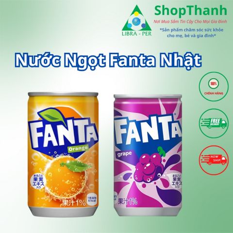 Nước Ngọt Fanta Nhật Bản Vi Nho, Vị Cam, Vị Đào -  Dung Tích  Lon 160 ml và 300ml 756041
