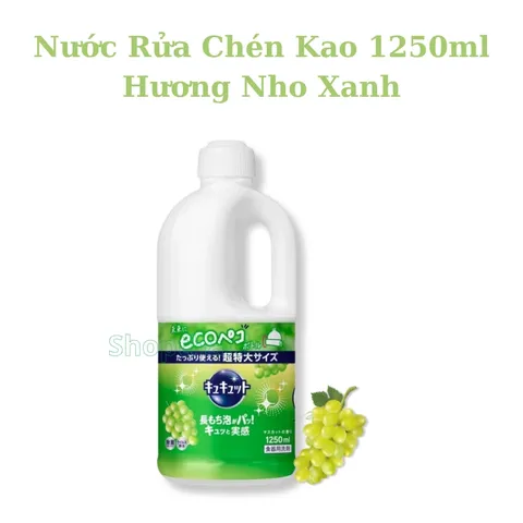 Nước Rửa Chén Kao Nhật Bản 1250ml - Sạch Dầu Mỡ, Dịu Nhẹ, Hương Nho Cam Tự Nhiên, Bảo Vệ Da Tay