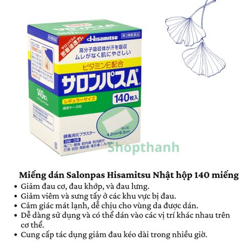 Miếng dán Salonpas Hisamitsu Nhật hộp 140 miếng 756090