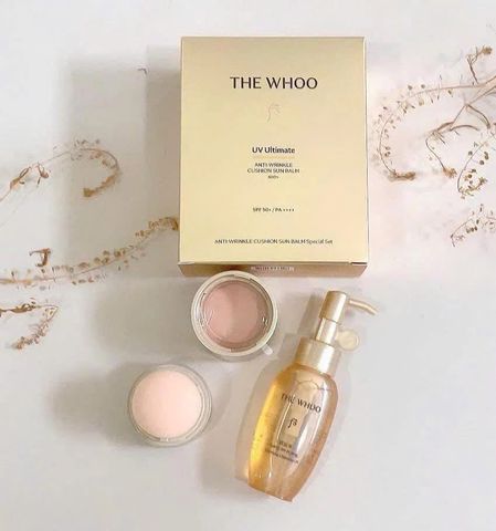 Set Phấn chống nắng WHOO Cushion Sun Balm tặng dầu tẩy trang 50ml
