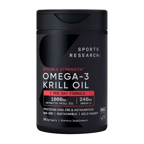 Dầu nhuyễn thể Omega-3 Double Strength Sports Research Omega-3 Krill Oil 1000mg 90 Softgels