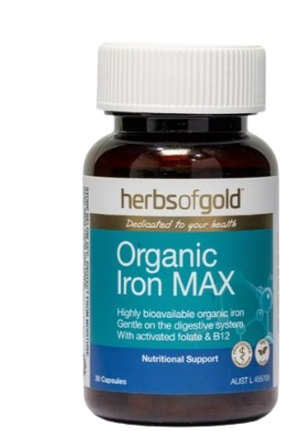 [Nhập khẩu] Herbs of Gold Organic Iron MAX - Viên uống  Bổ Sung Sắt Hữu Cơ (Lọ 30 Viên)