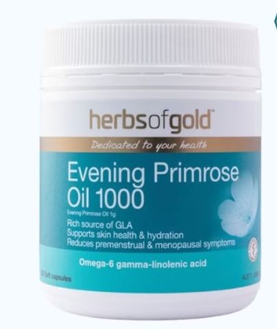 [Nhập khẩu] Viên uống Herbs of Gold Evening Primrose Oil 1000 hỗ trợ cân nội tiết nữ (200 viên)