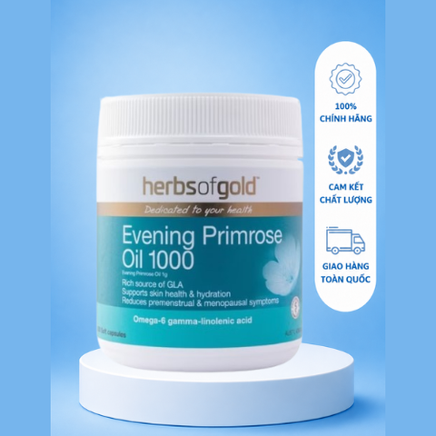 [Nhập khẩu] Viên uống Herbs of Gold Evening Primrose Oil 1000 hỗ trợ cân nội tiết nữ (200 viên)