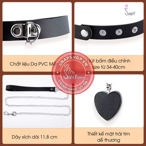 (Snapshop) Vòng Cổ Da Heart Chính Hãng