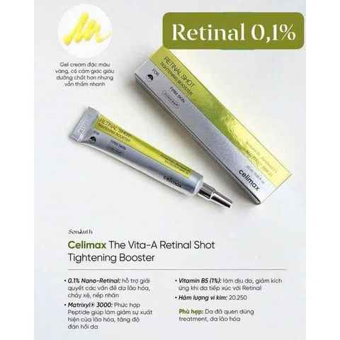 TINH CHẤT HỖ TRỢ TRẺ HÓA & DƯỠNG SÁNG DA CELIMAX Vita-A Retinal Shot Tightening Booster 15ml –