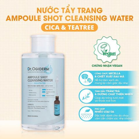NƯỚC TẨY TRANG DR.OGIDERM 500ML SẠCH SÂU, DỊU NHẸ, CHĂM DA TỪ BƯỚC ĐẦU TIÊN