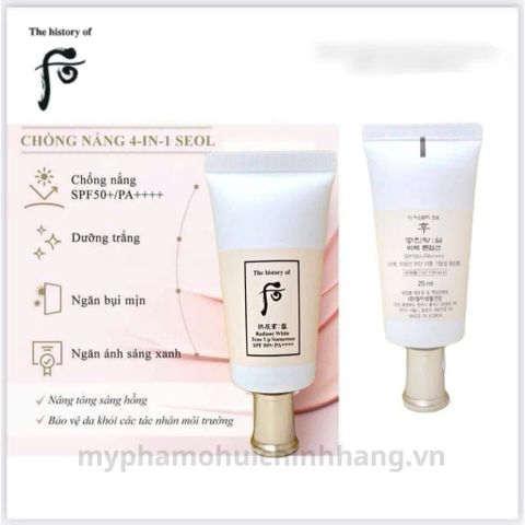 Kem chống nắng Whoo nâng tông whoo Seol Radiant White Tone Up Sunscreen SPF50+PA++++25ml
