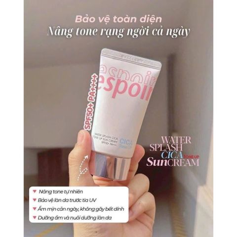 Kem chống nắng vật lý hoá học Espoir Cica tone up water splash sun cream SPF 𝟓𝟎+ / PA ++++  hồng Top 1 Oliver You