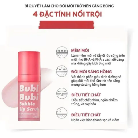 TẨY DA CHẾT MÔI BUBI BUBI LIP BÍ QUYẾT CHO ĐÔI MÔI HỒNG HÀO, MỊN MÀNG