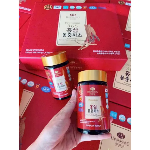 Cao Hồng Sâm Đông Trùng Hạ Thảo 365 Hàn Quốc Hộp 4 lọ x 240g