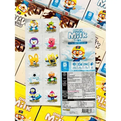 KẸO SỮA PORORO ONLY MILK HÀN QUỐC hộp 25 vỉ- mỗi vỉ 10 viên