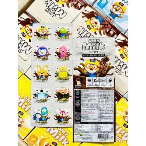 KẸO SỮA PORORO ONLY MILK HÀN QUỐC hộp 25 vỉ- mỗi vỉ 10 viên