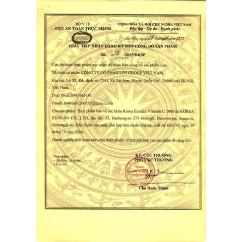VIÊN UỐNG VITAMIN C 1000mg KOREA EUNDAN HÀN QUỐC