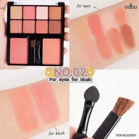 Phấn mắt odbo 2 tầng vs bảng mắt 8 ô và 2 má hồng