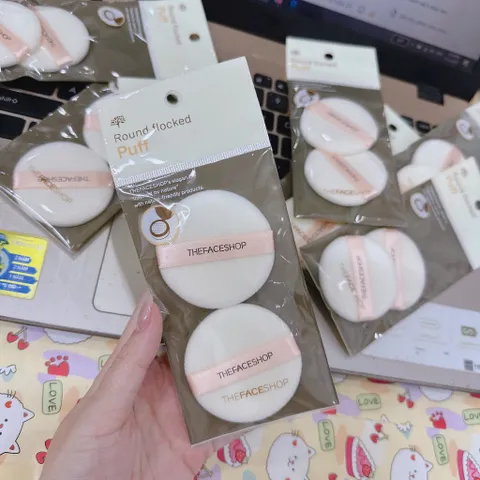 BÔNG PHẤN PHỦ THE FACE SHOP ROUND NBR PUFF HÀN QUỐC gói/ 2 miếng bông