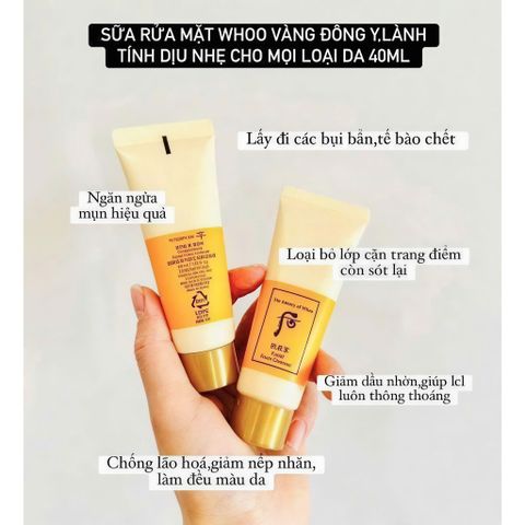 SỮA RỬA MẶT Whoo vàng 40ml The History of Whoo GONG JIN HYANG