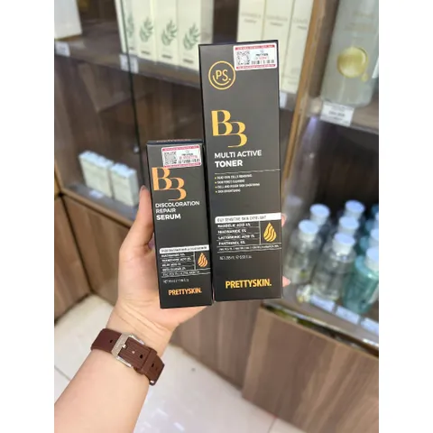 BỘ ĐÔI B3 PRETTYSKIN DƯỠNG TRẮNG MỜ THÂM NÁM Toner B3 - 205ml và Serum B3 - 50ml