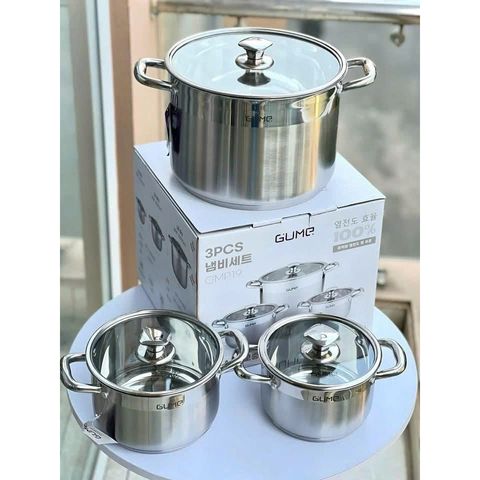 BỘ NỒI 3 MÓN LUỘC GÀ GUME 18-20-28cm GMP19