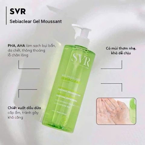 Sữa Rửa Mặt Cho Da Dầu Mụn SVR Sebiaclear Gel Moussant  400ml mẫu mới nhất sạch sâu ngăn mụn