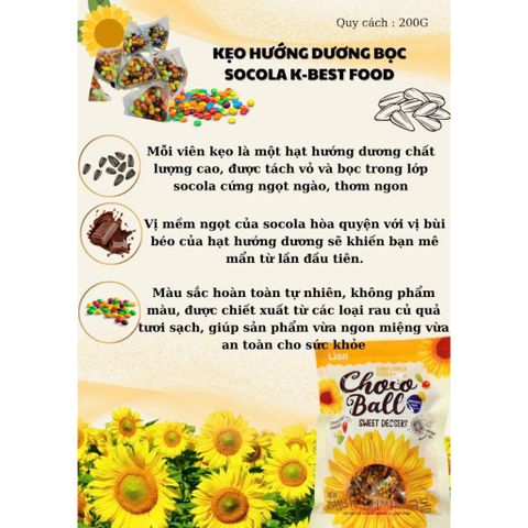 SALES SỐC THÁNG 1 Kẹo socola nhân hạt hướng dương K-Best Food Hàn Quốc 200g mua 10 gói tặng 1 túi xách xinh