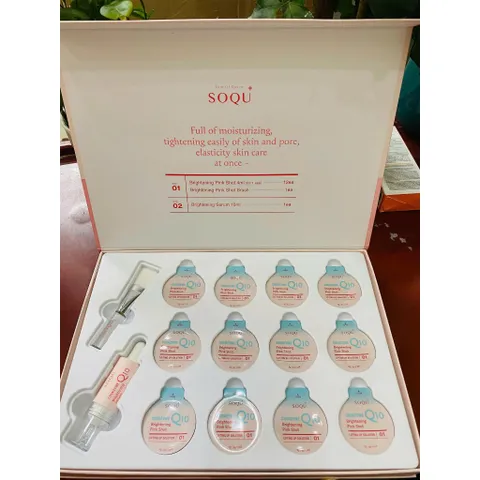 BỘ DƯỠNG DA NÂNG CƠ SÁNG HỒNG SOQU LIFTING UP SOLUTION PINK SHOT SET Trẻ hóa làn da Căng bóng Săn chắc chuẩn Hàn Quốc