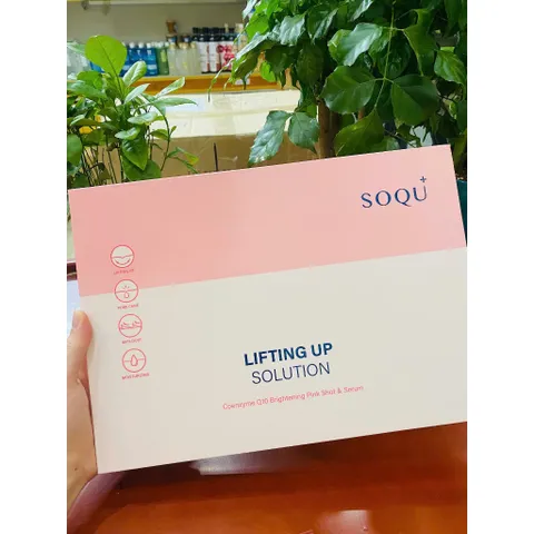 BỘ DƯỠNG DA NÂNG CƠ SÁNG HỒNG SOQU LIFTING UP SOLUTION PINK SHOT SET Trẻ hóa làn da Căng bóng Săn chắc chuẩn Hàn Quốc