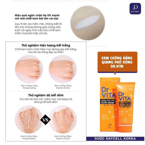KEM CHỐNG NẮNG DR. VITA BẢO VỆ & NUÔI DƯỠNG DA MỖI NGÀY
