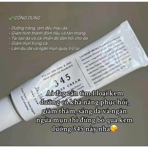 Kem Phục Hồi Làm Dịu Da Mụn 345 Relief Cream 50ml