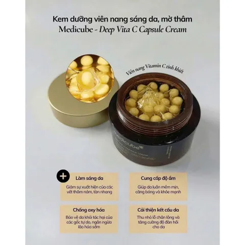 MEDICUBE Deep Vita C Capsule Cream 55g – Bí quyết xóa thâm nám, dưỡng sáng da vượt trội