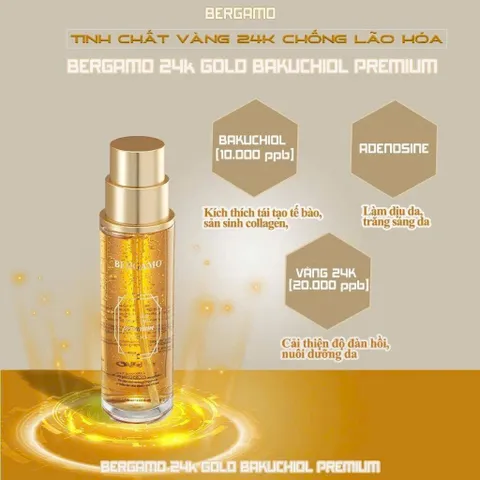 Serum Vàng Bergamo 24K Bakuchiol Premium 120ml Ngừa Lão Hóa