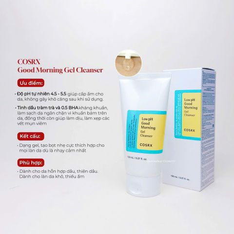 SỮA RỬA MẶT COSRX GOOD MORNING LOW pH GEL 150ML MẪU MỚI NHẤT