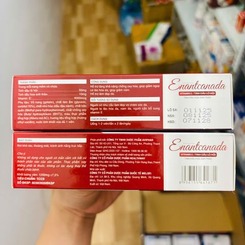 Vitamin E đỏ kết hợp tinh dầu anh thảo Enantcanada 30 viên