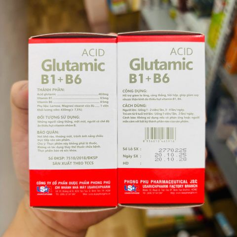 Viên bổ trợ thần kinh GLUTAMIC B1 B6 - 100 viên bao đường
