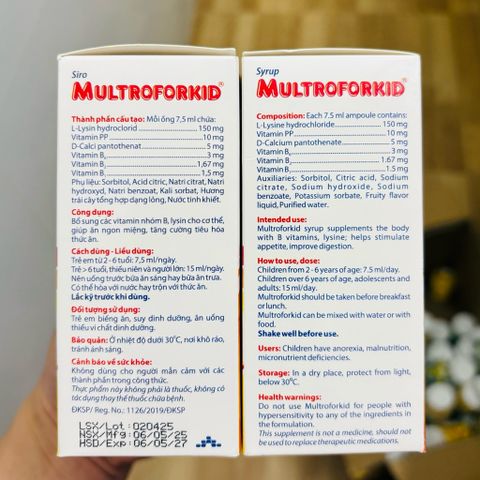 Siro ăn ngon tiêu hóa tốt, tăng cường đề kháng cho bé MULTROFORKID